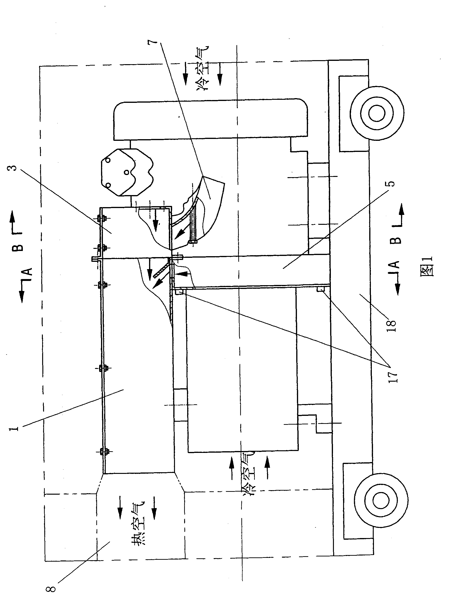 Cooling air duct of air cooling double cylinder diesel generator