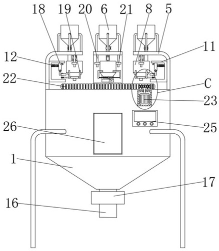 Raw material proportioning device for rubber and plastic products