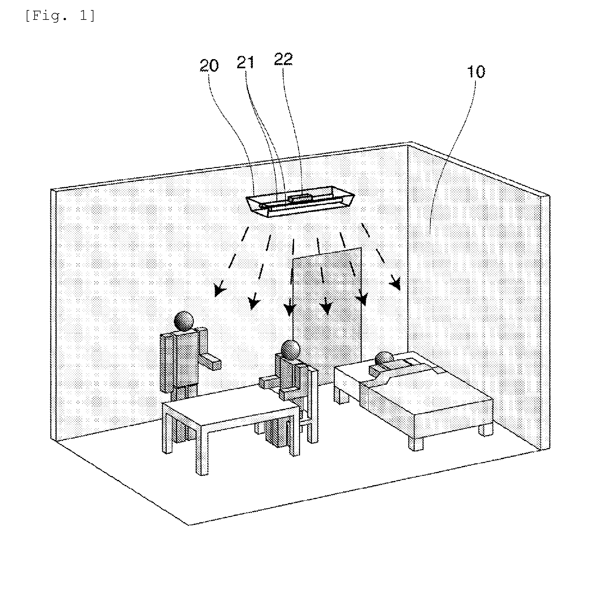 Light irradiation device for improving cognitive symptom and depression symptom, room having the light irradiation device, and lighting device for improving cognitive symptom and depression symptom