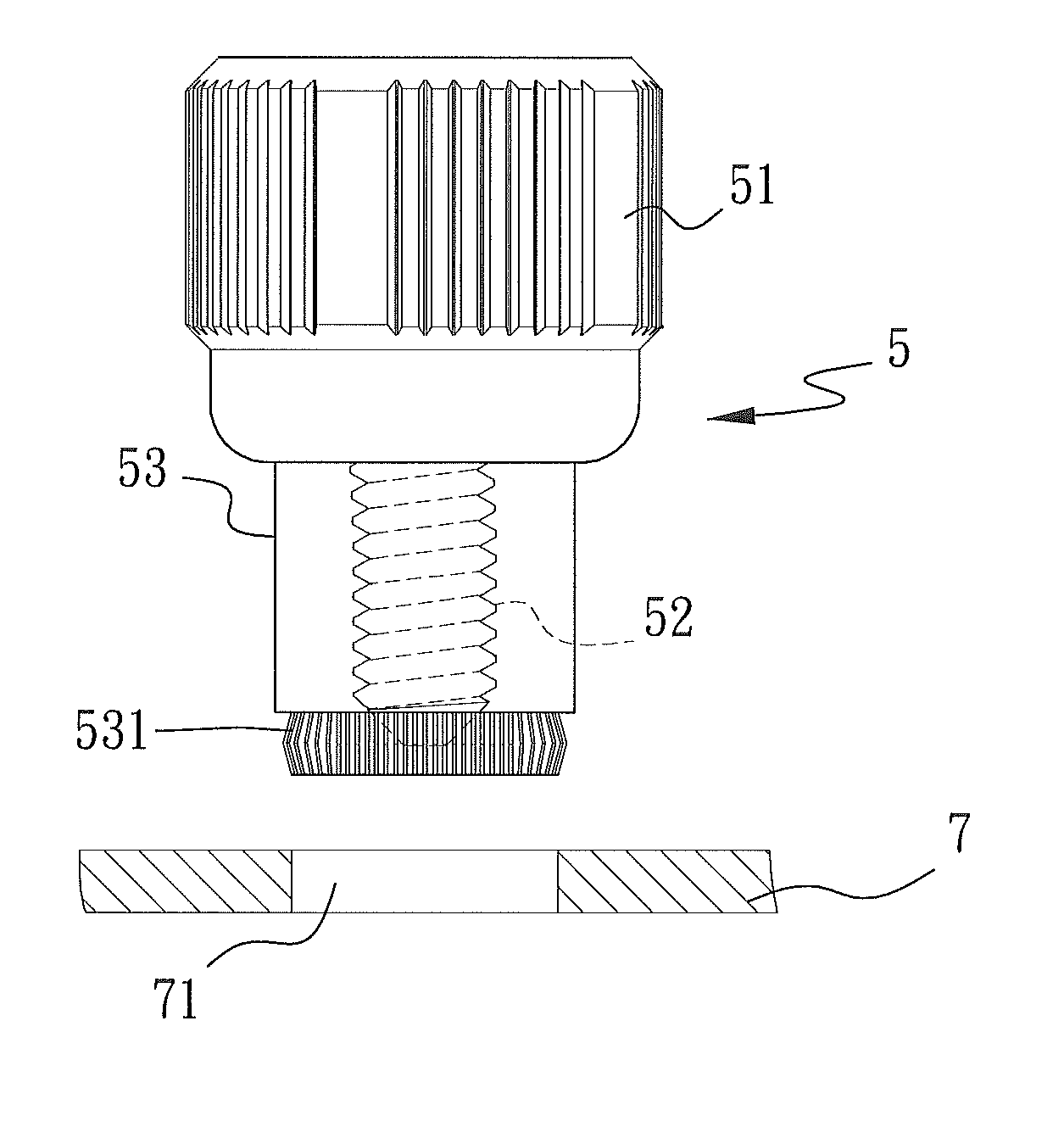 Screw structure with stop ring