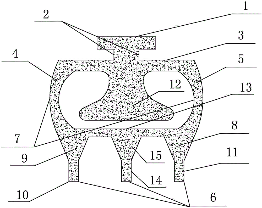 Flexible wall supporting windshield wiper rubber strip with three scraping pieces