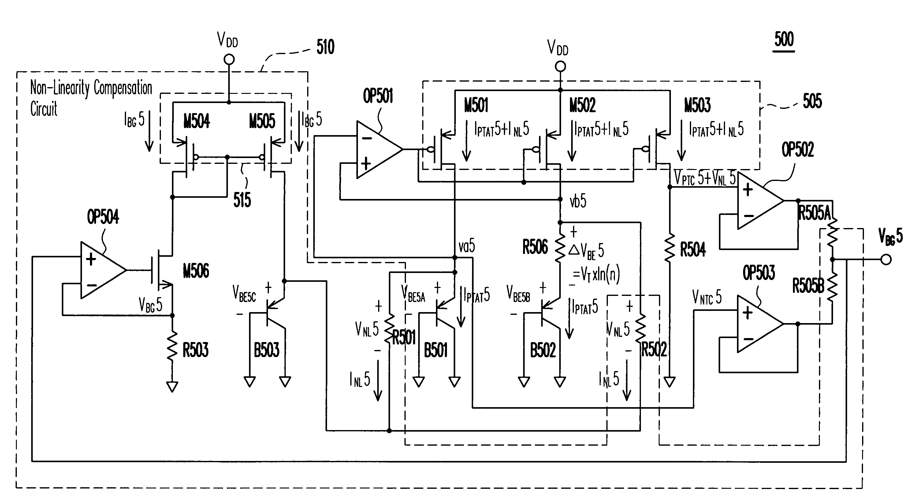 Non-linearity compensation circuit and bandgap reference circuit using the same