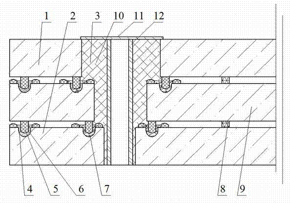 Glass-welded plain double-vacuum-layer glass provided with edges sealed by sealing grooves and sealing strips and provided with mounting hole(s)