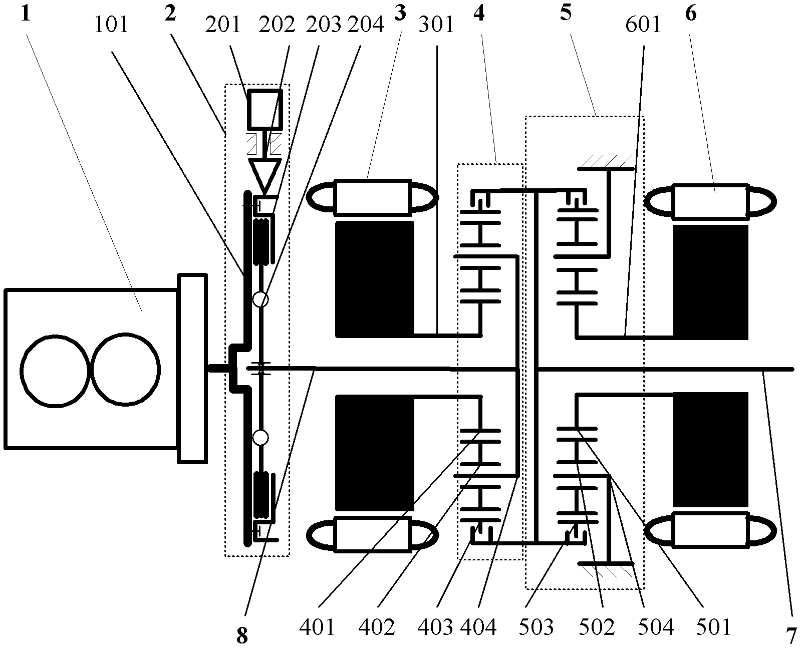 Hybrid power device provided with engine lock mechanism and drive method thereof