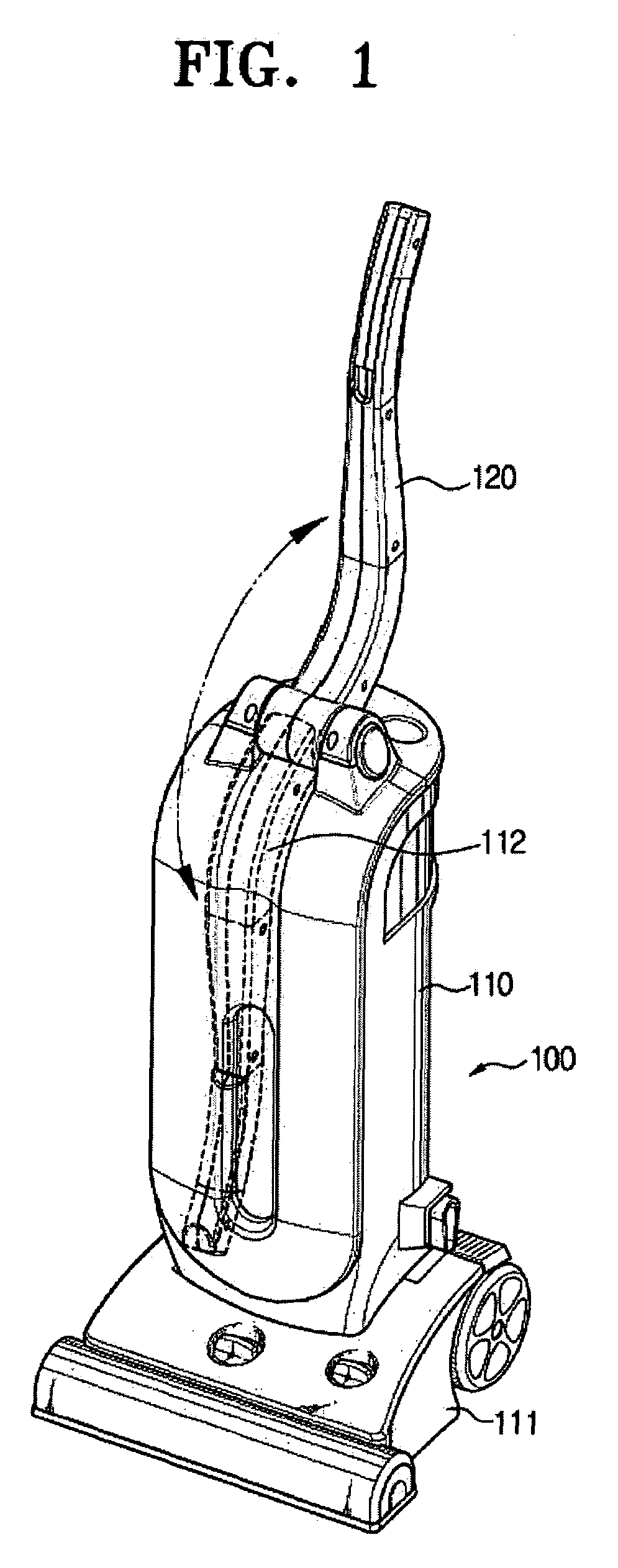 Upright vacuum cleaner with foldable handle