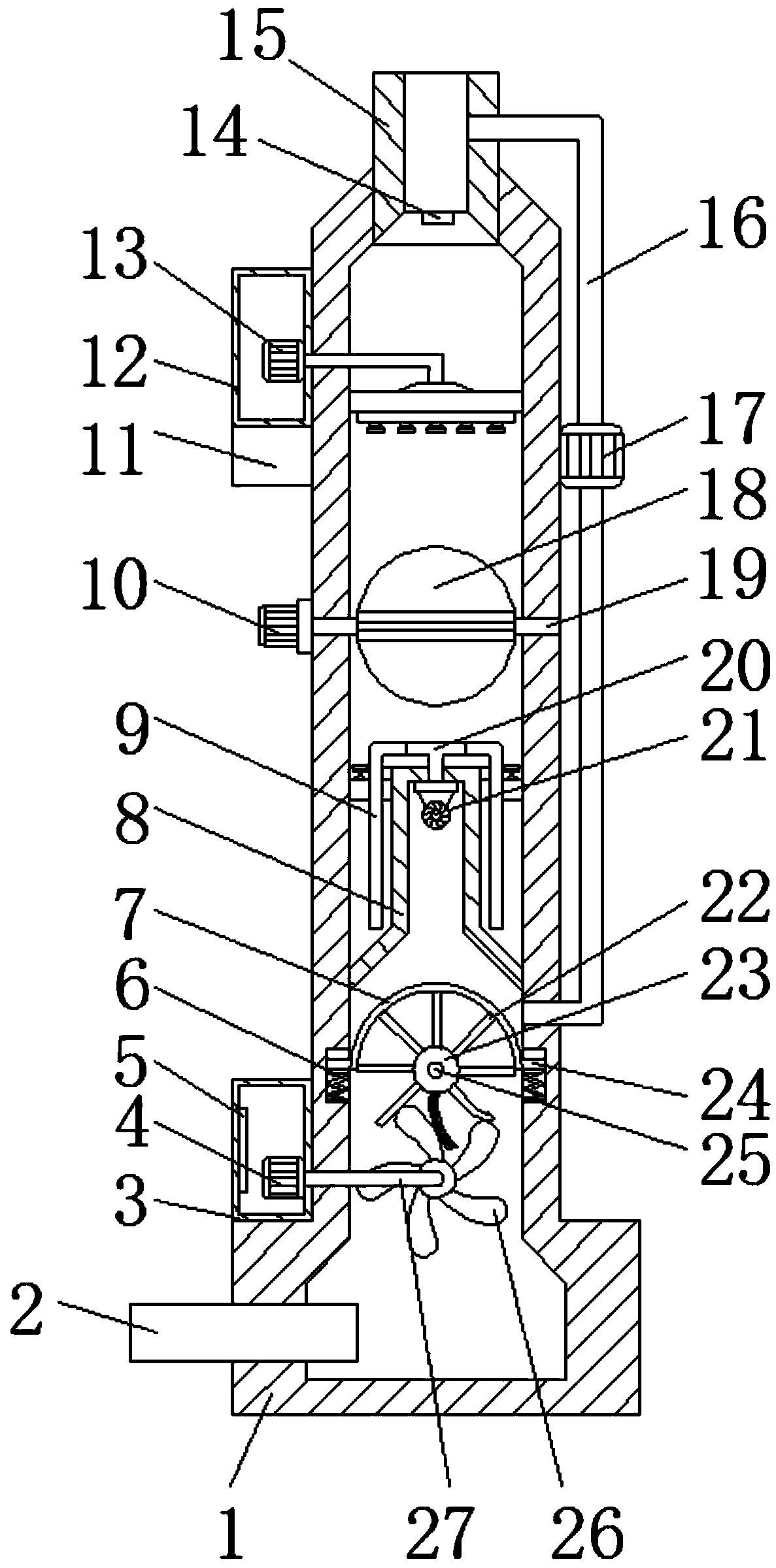 Waste gas treatment device for desulfurization and denitrification in chemical factories