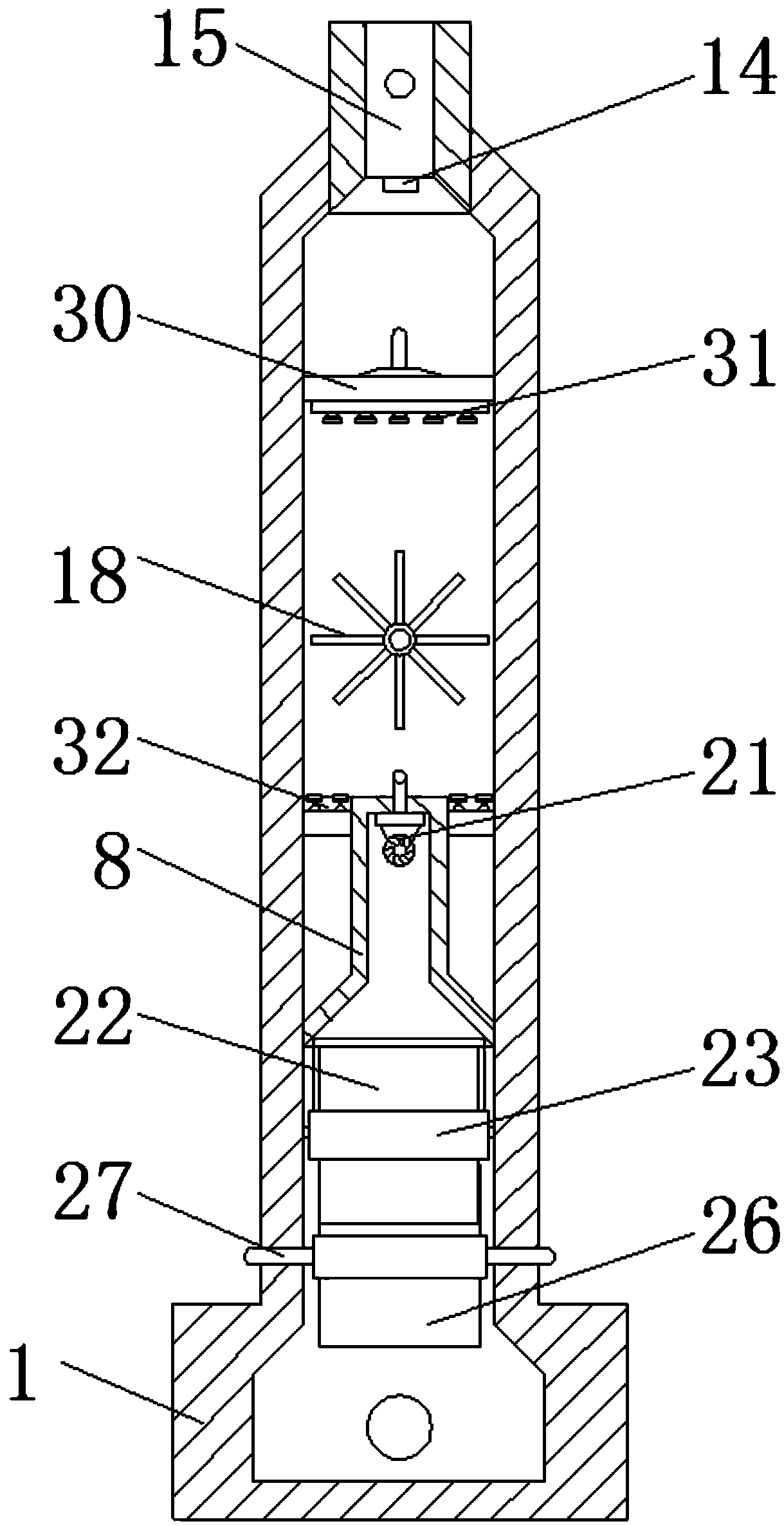 Waste gas treatment device for desulfurization and denitrification in chemical factories