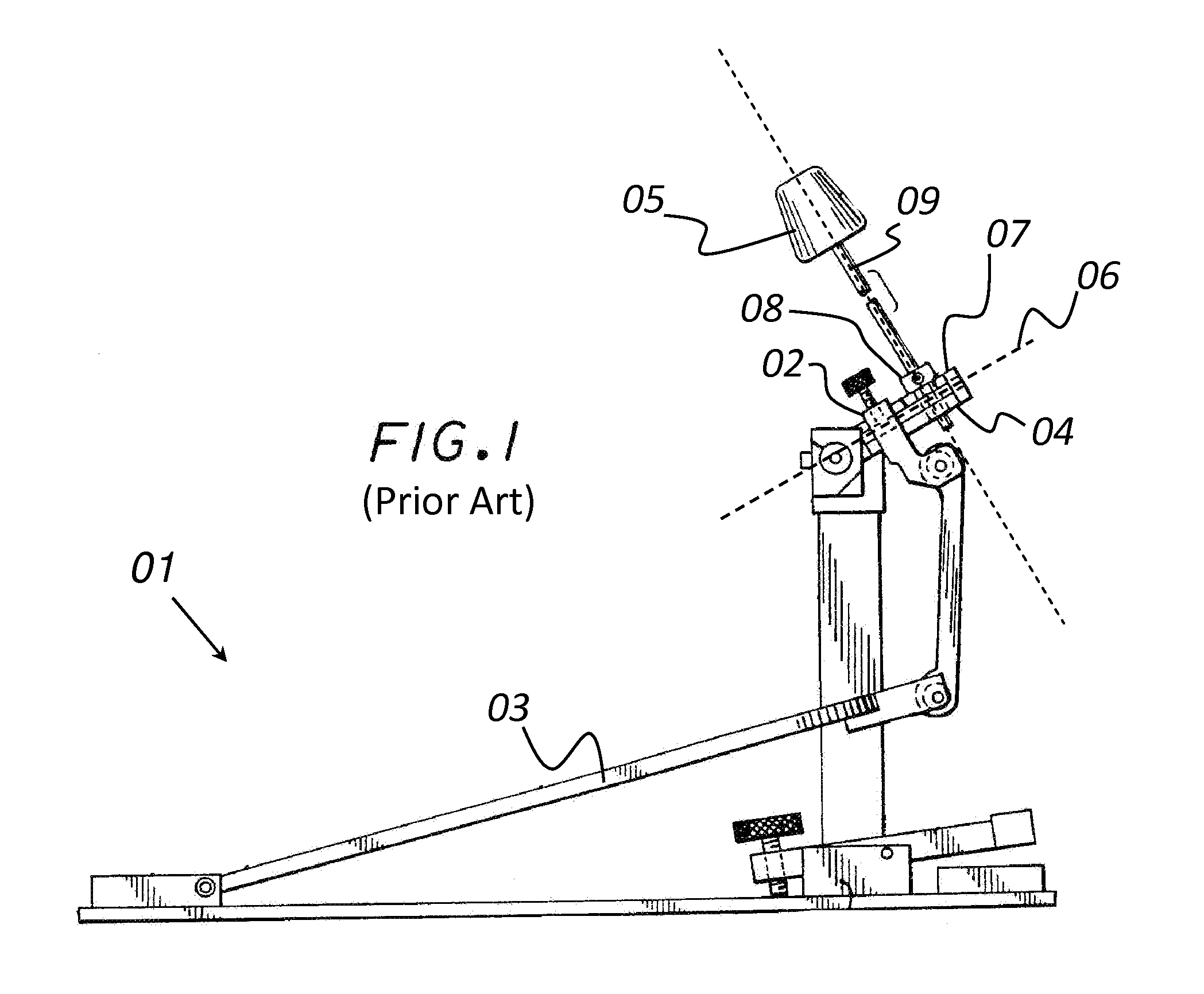 Beater bracket and variable drive lever system with variable pivot point spring rotor for bass drum foot pedals