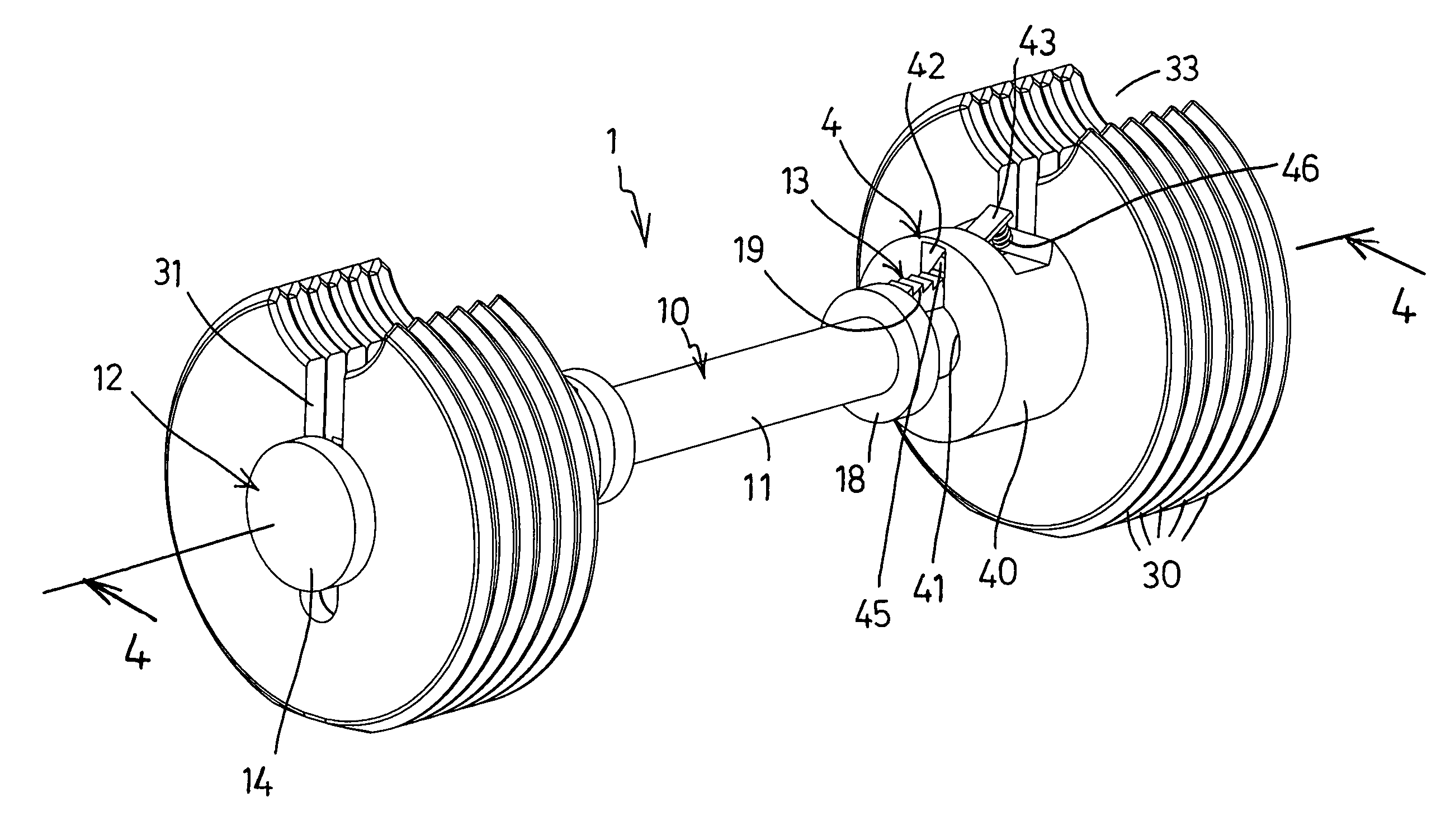 Adjustable dumbbell