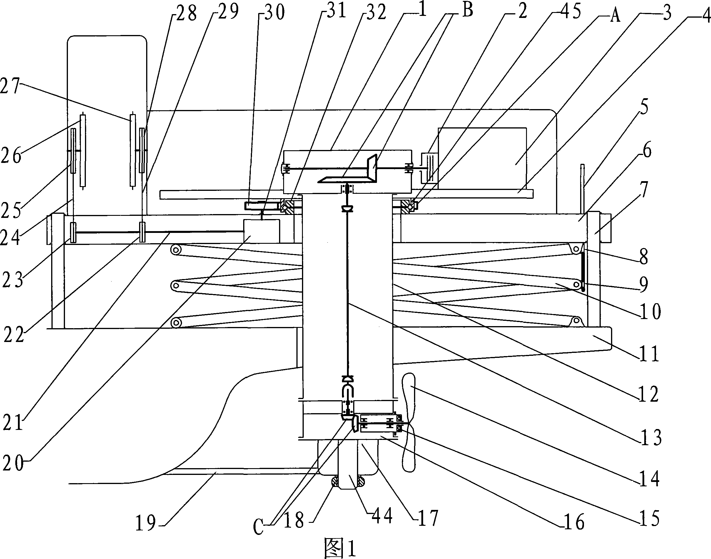 Integral full turning lift type steering oar device