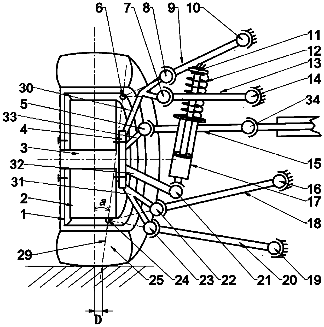 Electric wheel independent suspension structure with four control arms