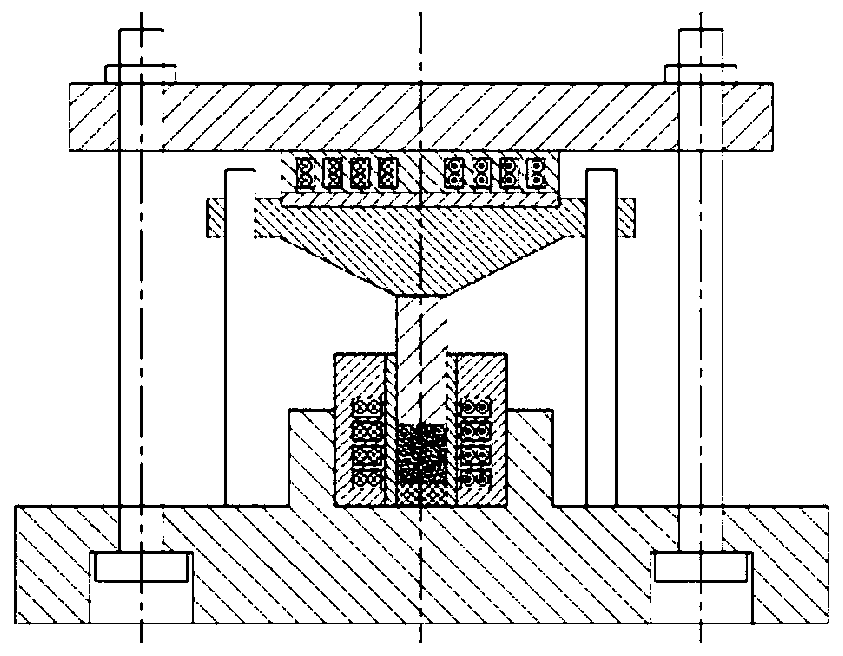 A method and device for realizing powder compaction by radial and axial electromagnetic forces