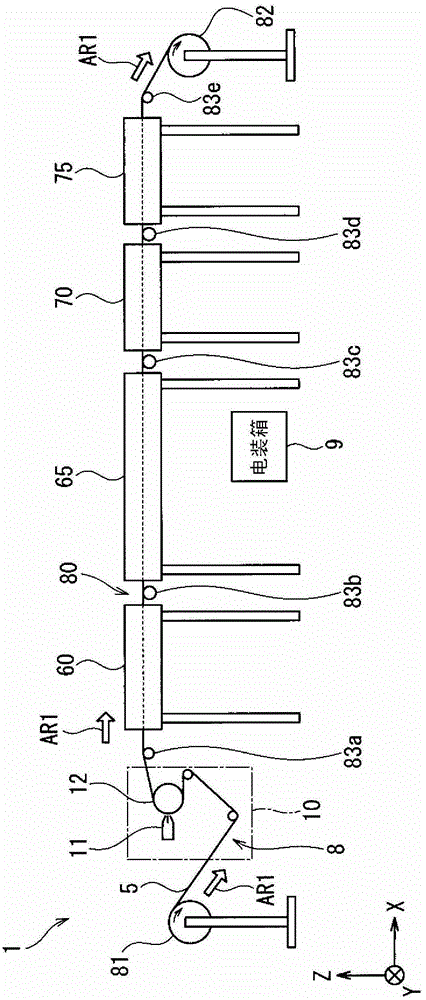 Coating device and coating film forming system