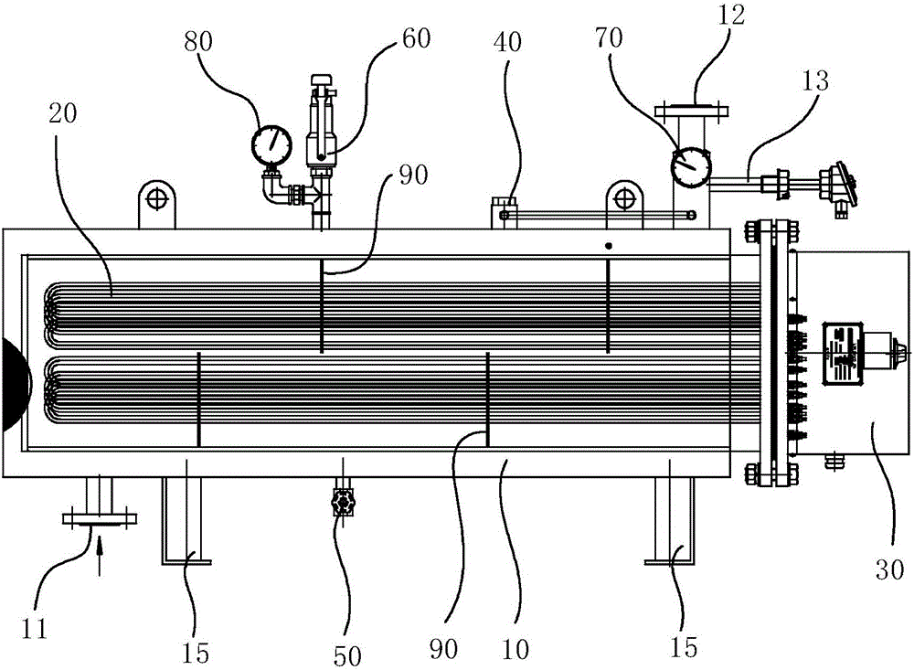 Horizontal oil fuel electric heater