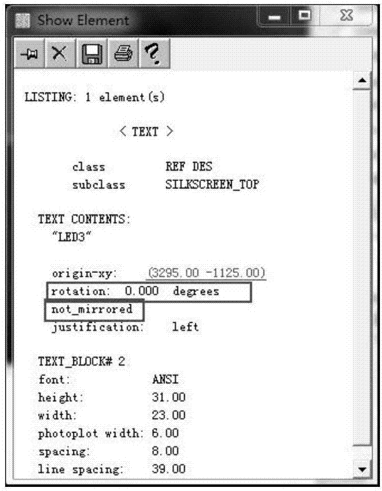 Method for inspecting text direction in PCB design