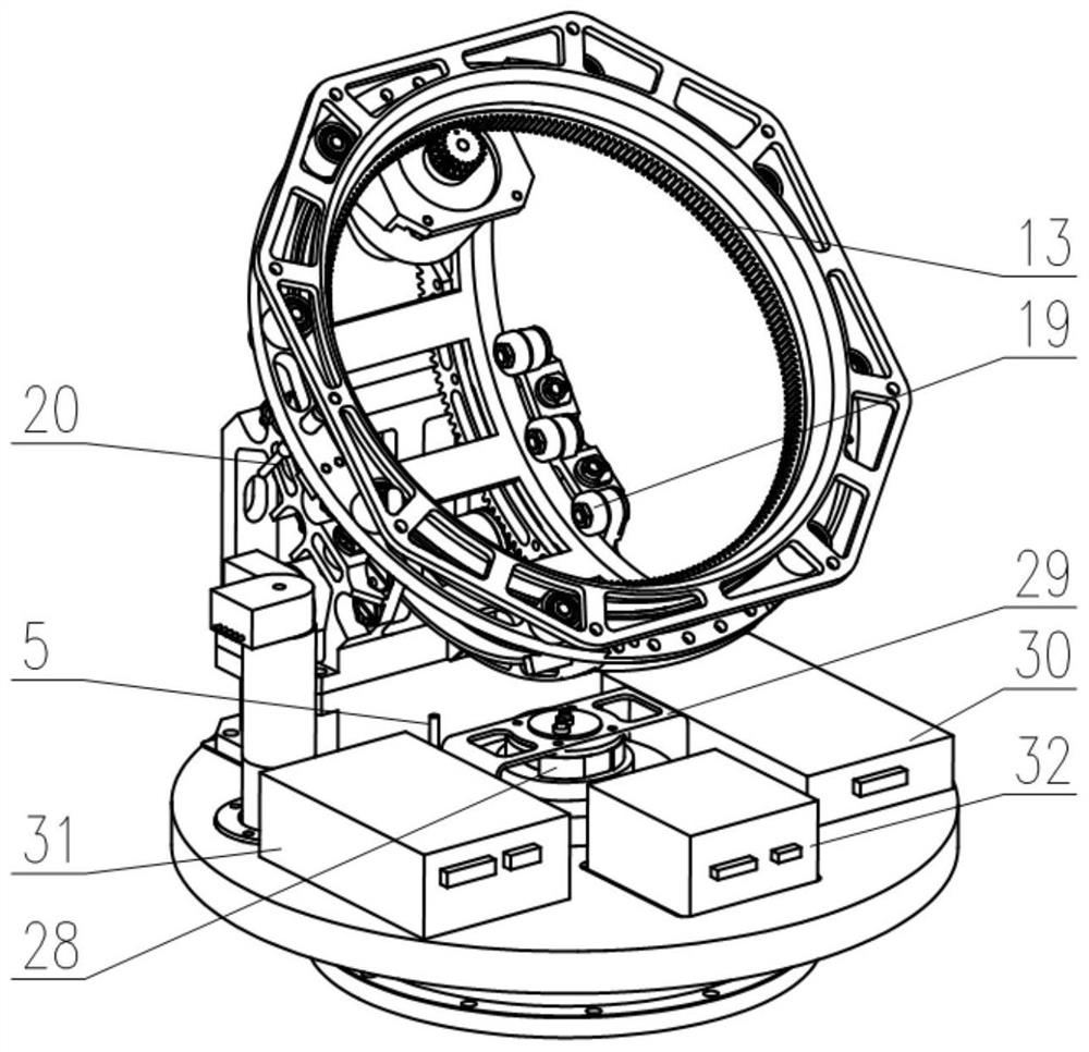 Wheel track type three-axis stable following radar antenna pedestal