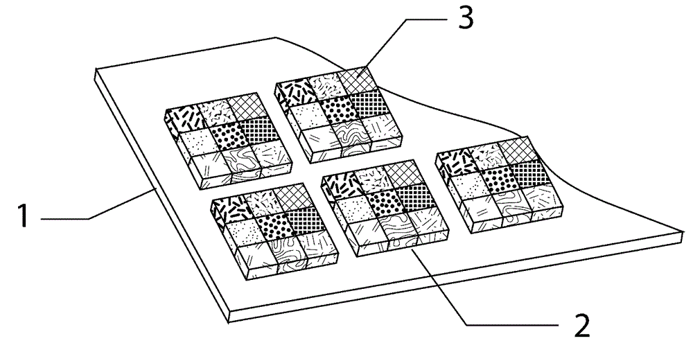 Color-adjustable kneading molding material micro-sculpture three-dimensional pixel picture and production method thereof