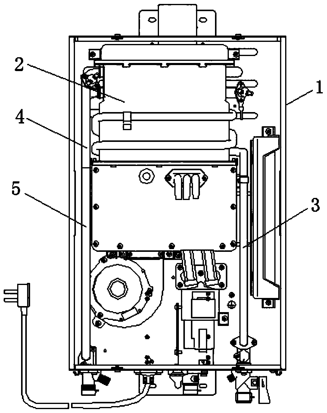 Water discharging structure of fast gas water heater and fast gas water heater