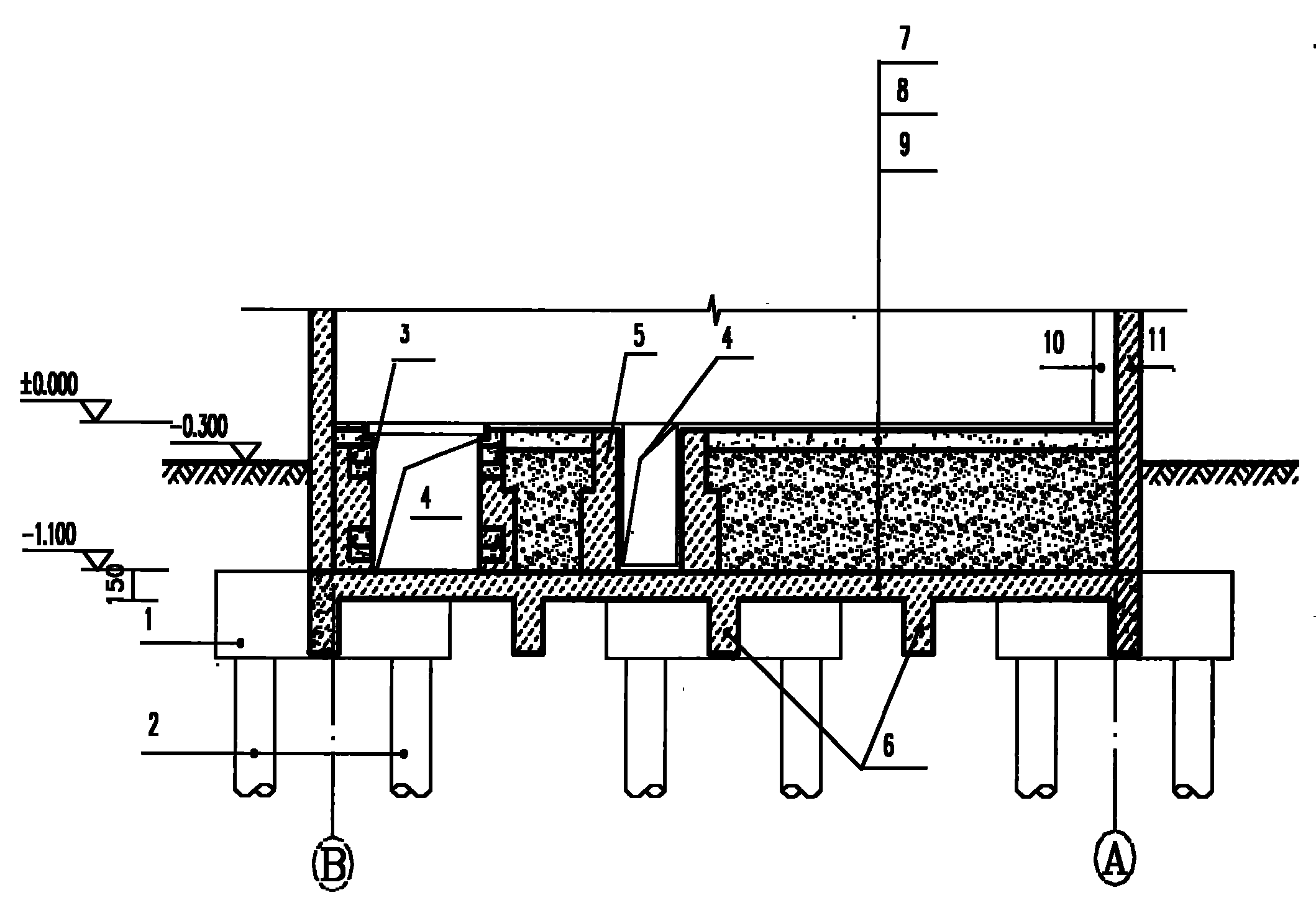 Method for treating bottom structure of building in substation