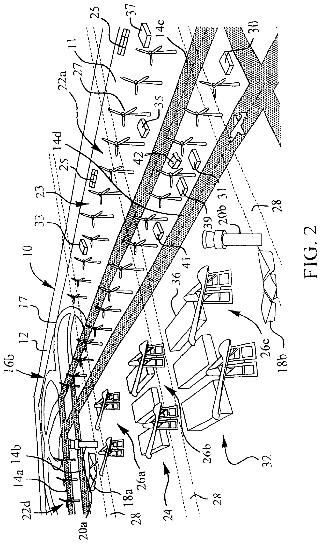 Adaptable airport system with industrial zones and clean energy generation