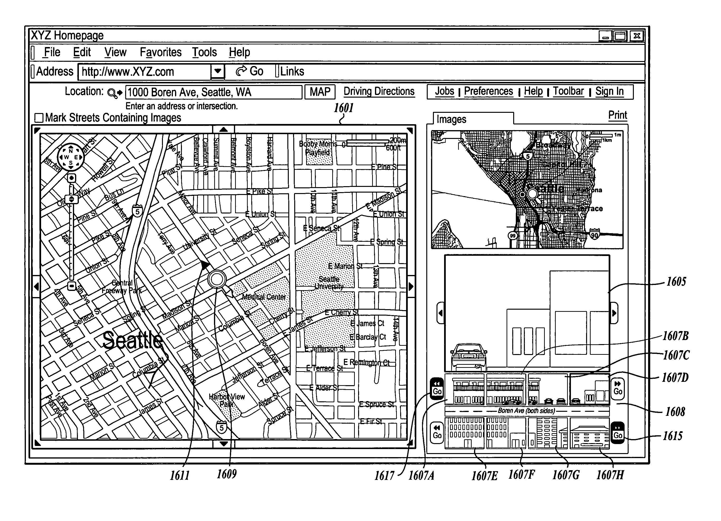 Displaying images in a network or visual mapping system