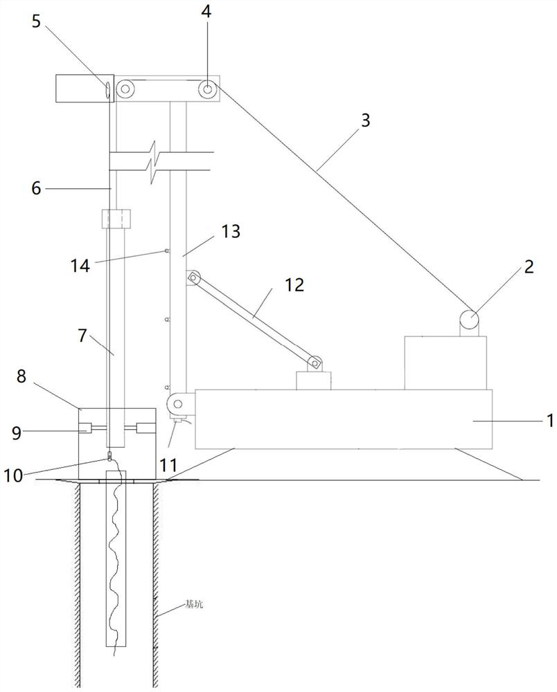 Self-balancing static drill rooted pile hoisting and threading device and construction method thereof