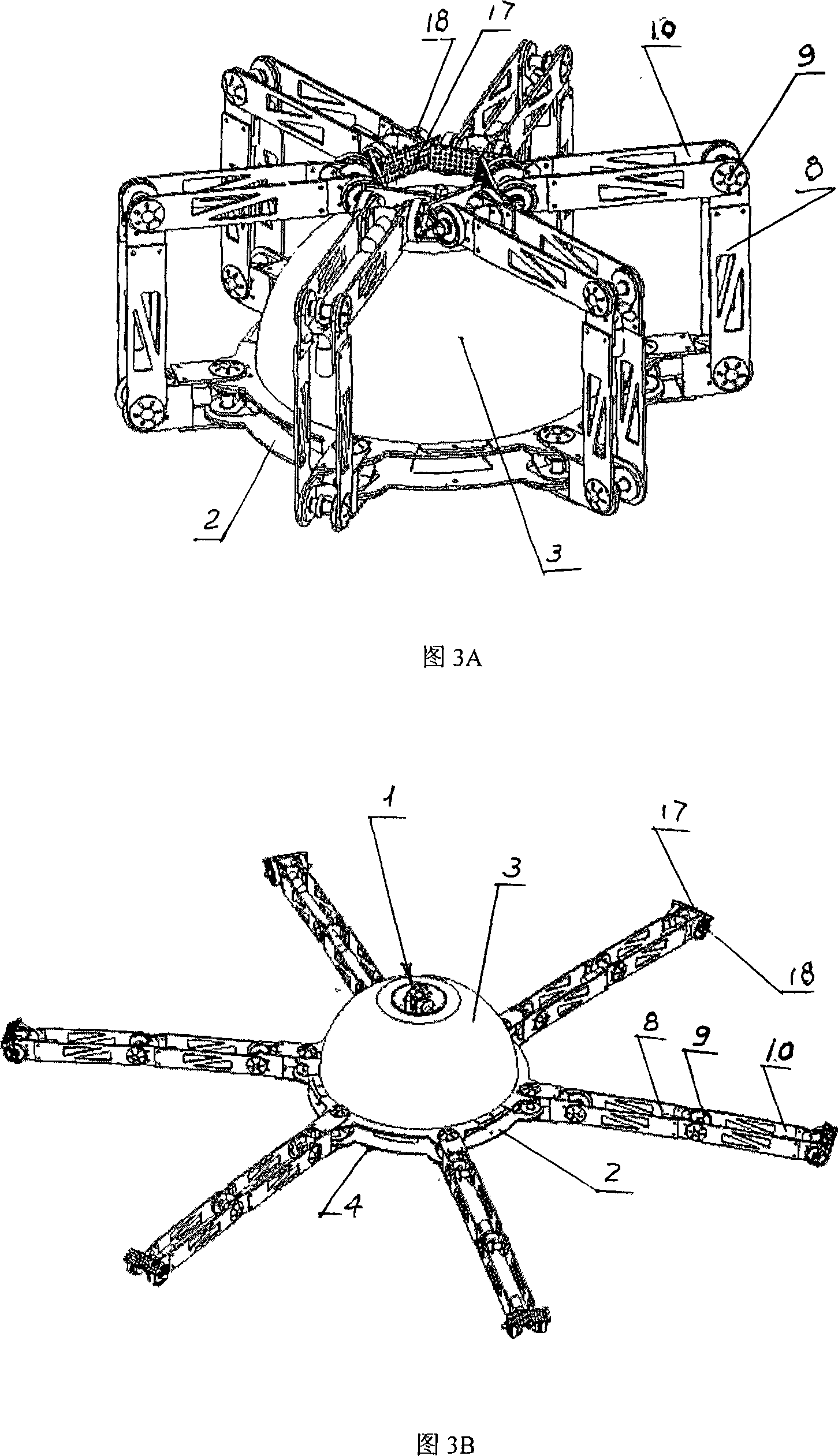 Six-wheel/leg hemispherical outer casing detecting robot