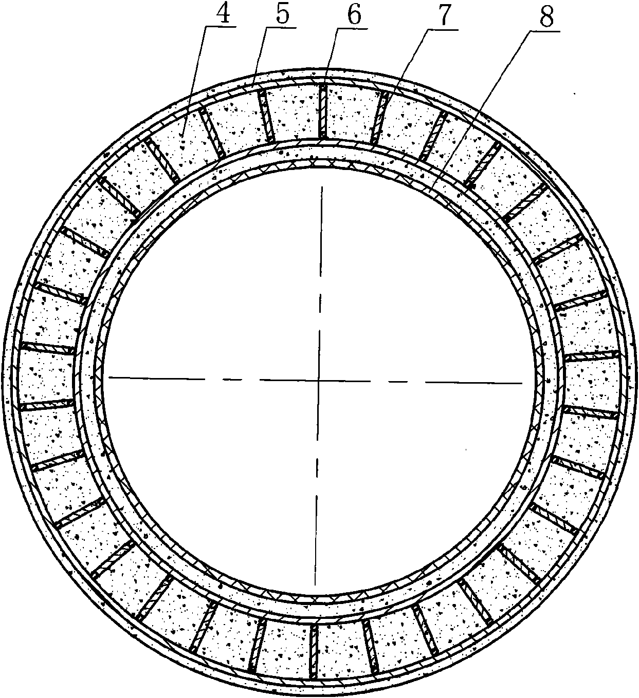 Plastic liner protruding-type socket steel ring concrete top tube