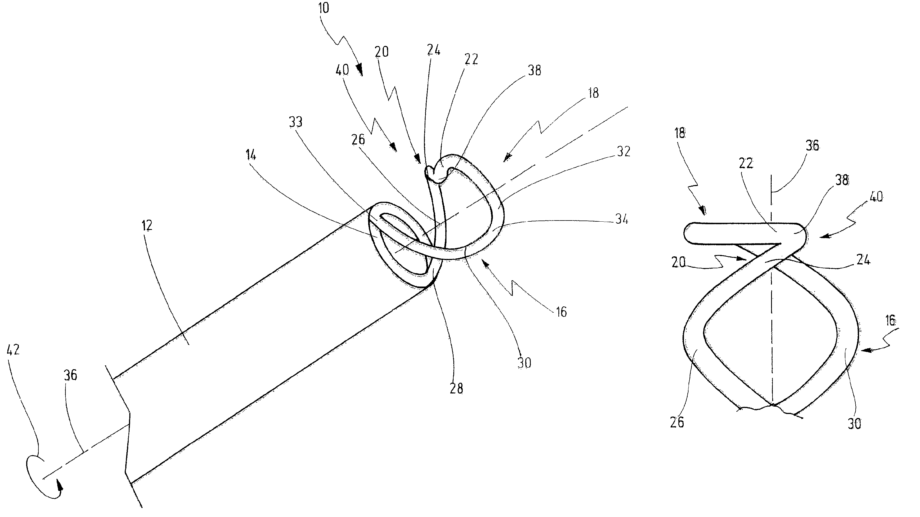 Device for resection and/or ablation of organic tissue by means of high-frequency current and resectoscope