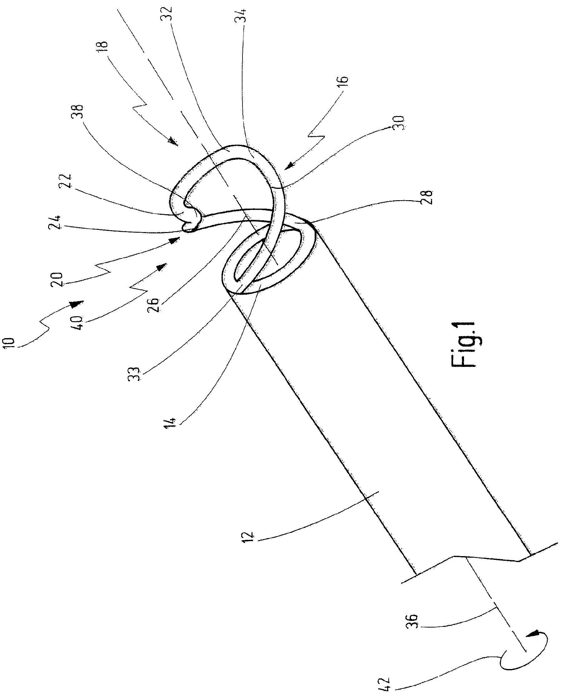 Device for resection and/or ablation of organic tissue by means of high-frequency current and resectoscope