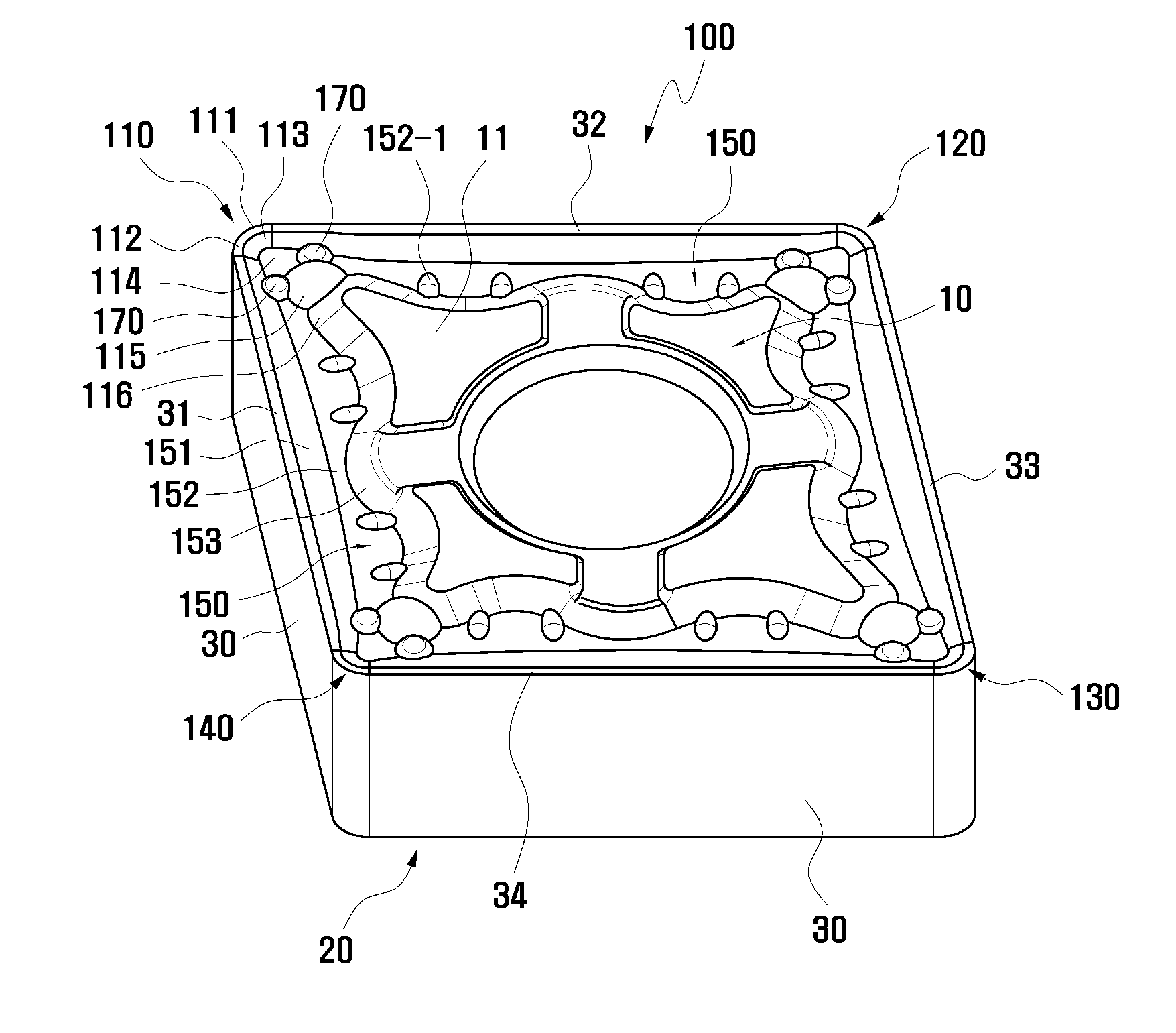 Cutting Insert with Protrusions Formed at Corner Area Thereof