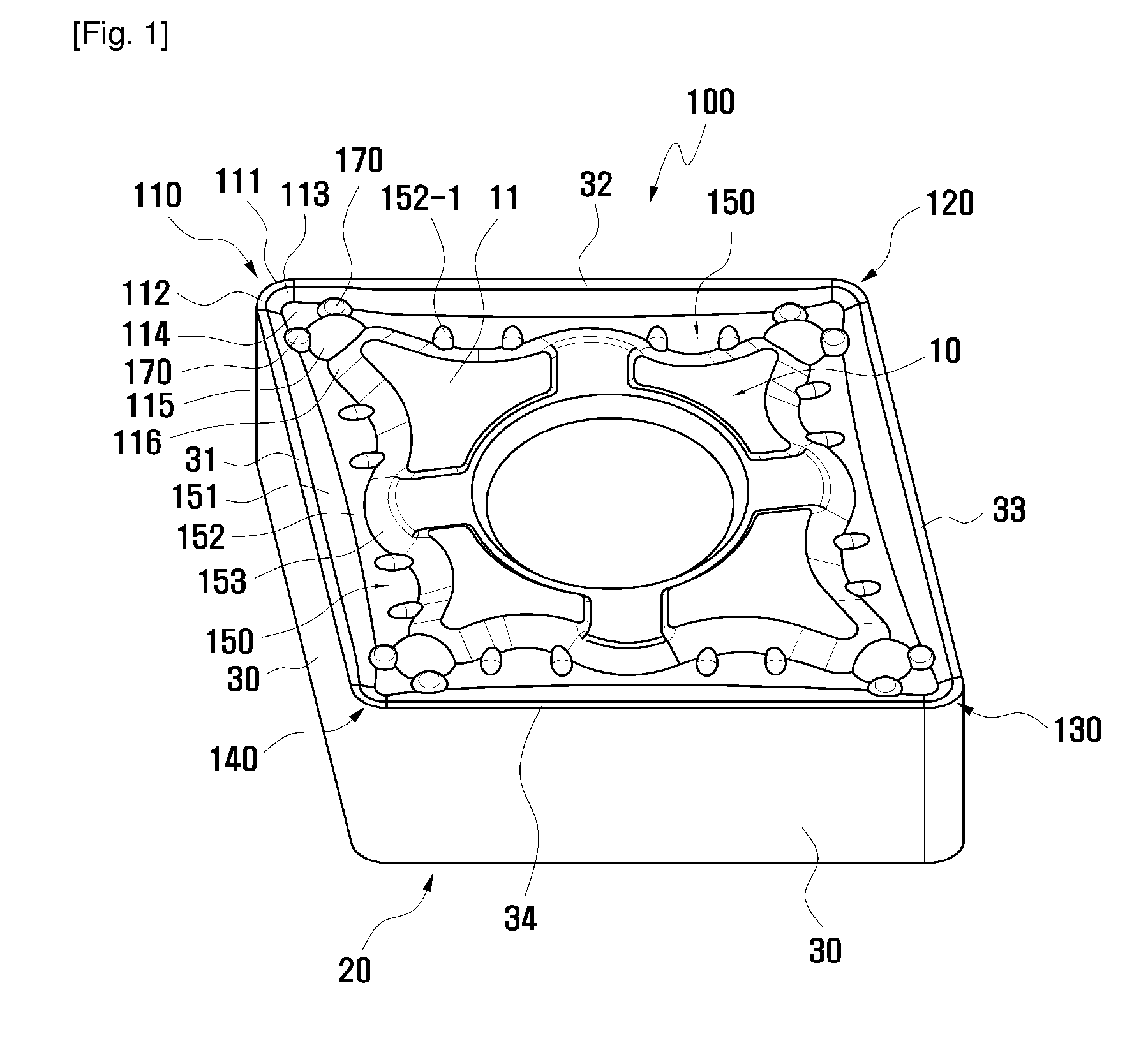 Cutting Insert with Protrusions Formed at Corner Area Thereof