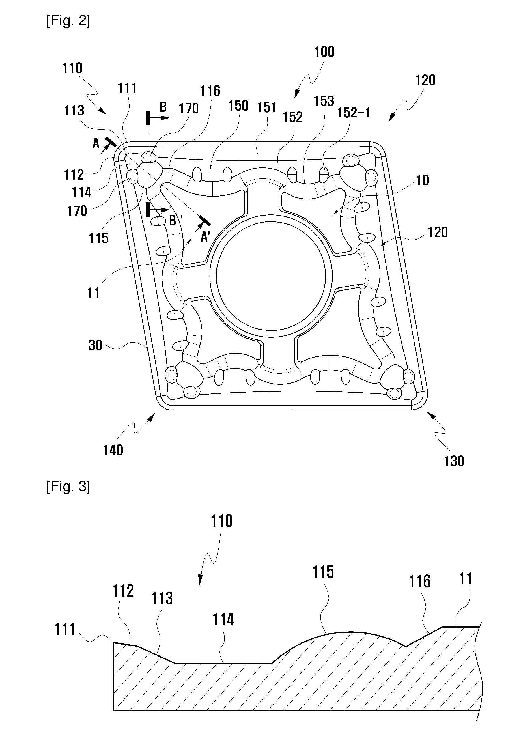 Cutting Insert with Protrusions Formed at Corner Area Thereof