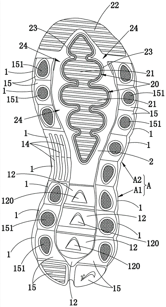 Shock-absorbing non-slip sole