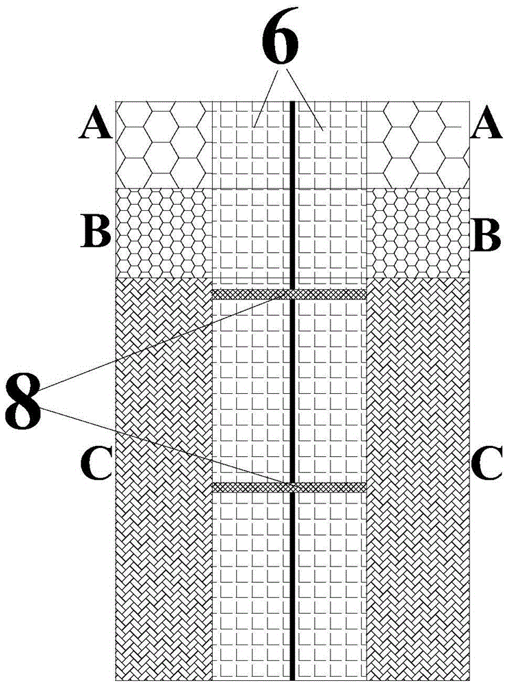 Progressive-strength concrete wall section dirt band limit receding gob-side entry retaining method