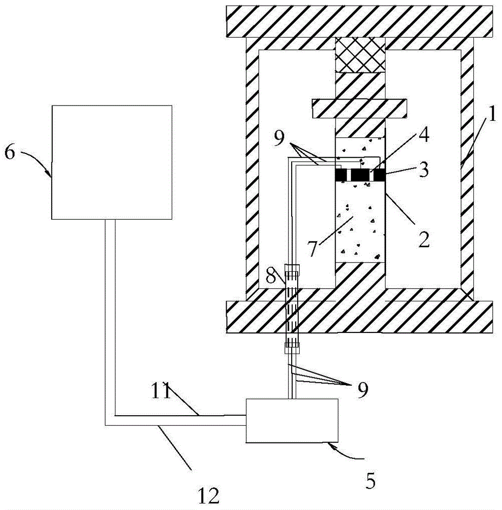 Rock tri-axial test crack extension observation device based on electrical capacitance tomography technique