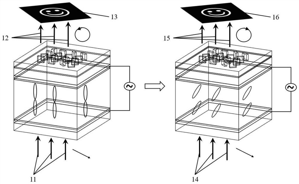 Dynamic color holographic device based on metasurface and manufacturing method thereof