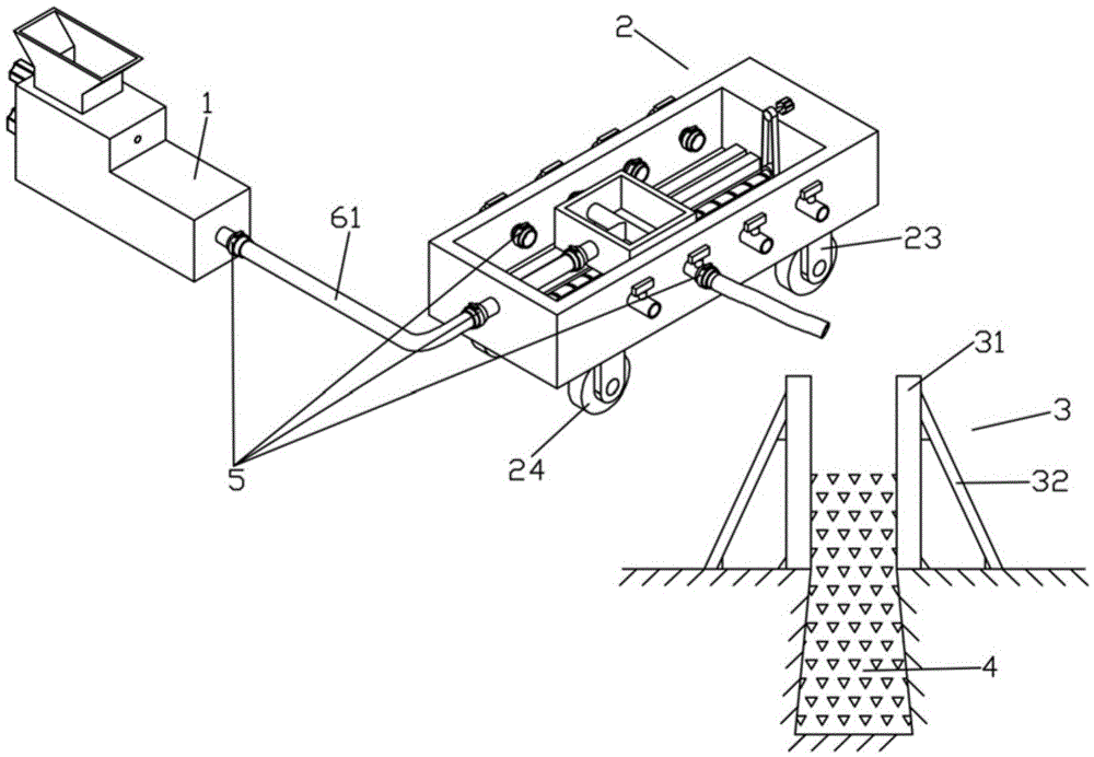 Building concrete on-site pouring device