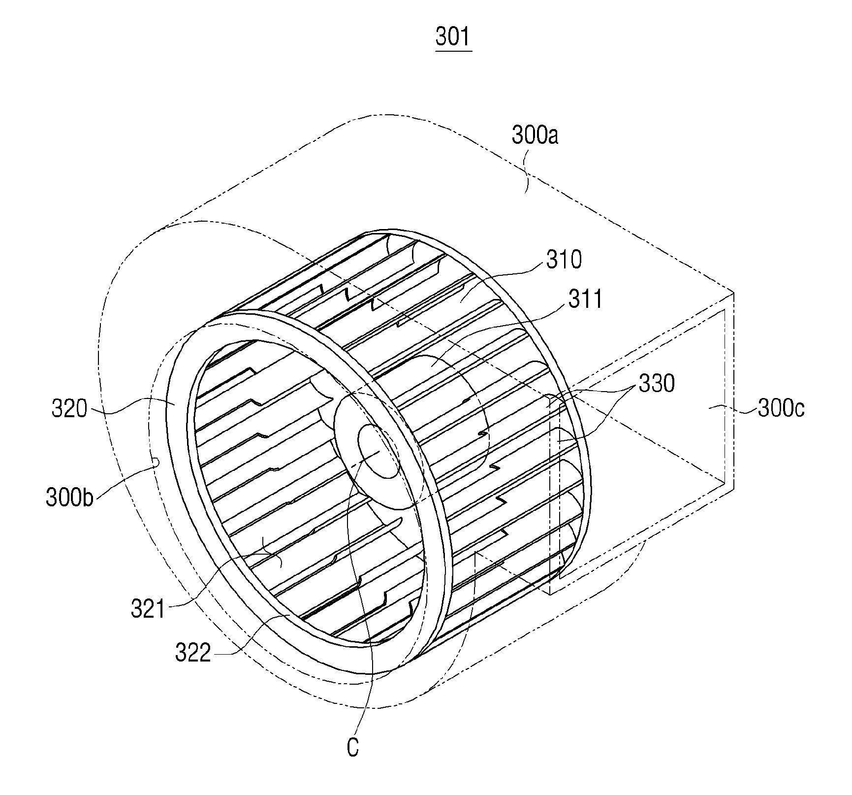 Fan assembly for centrifugal blower and air conditioning apparatus including the same