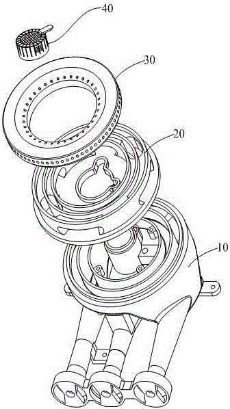 High-efficiency three-ring fire burner and gas stove