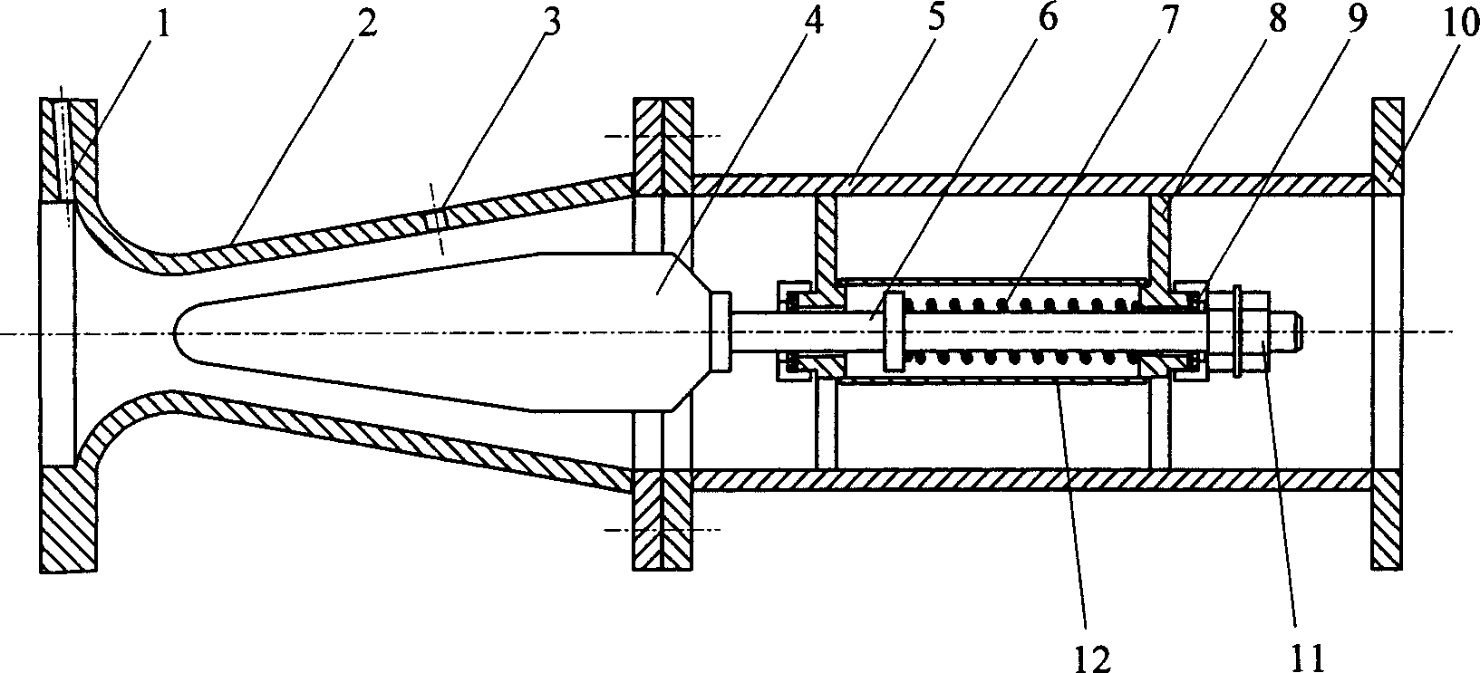 Internal-bevel and venturi assembled flowmeter with variable area