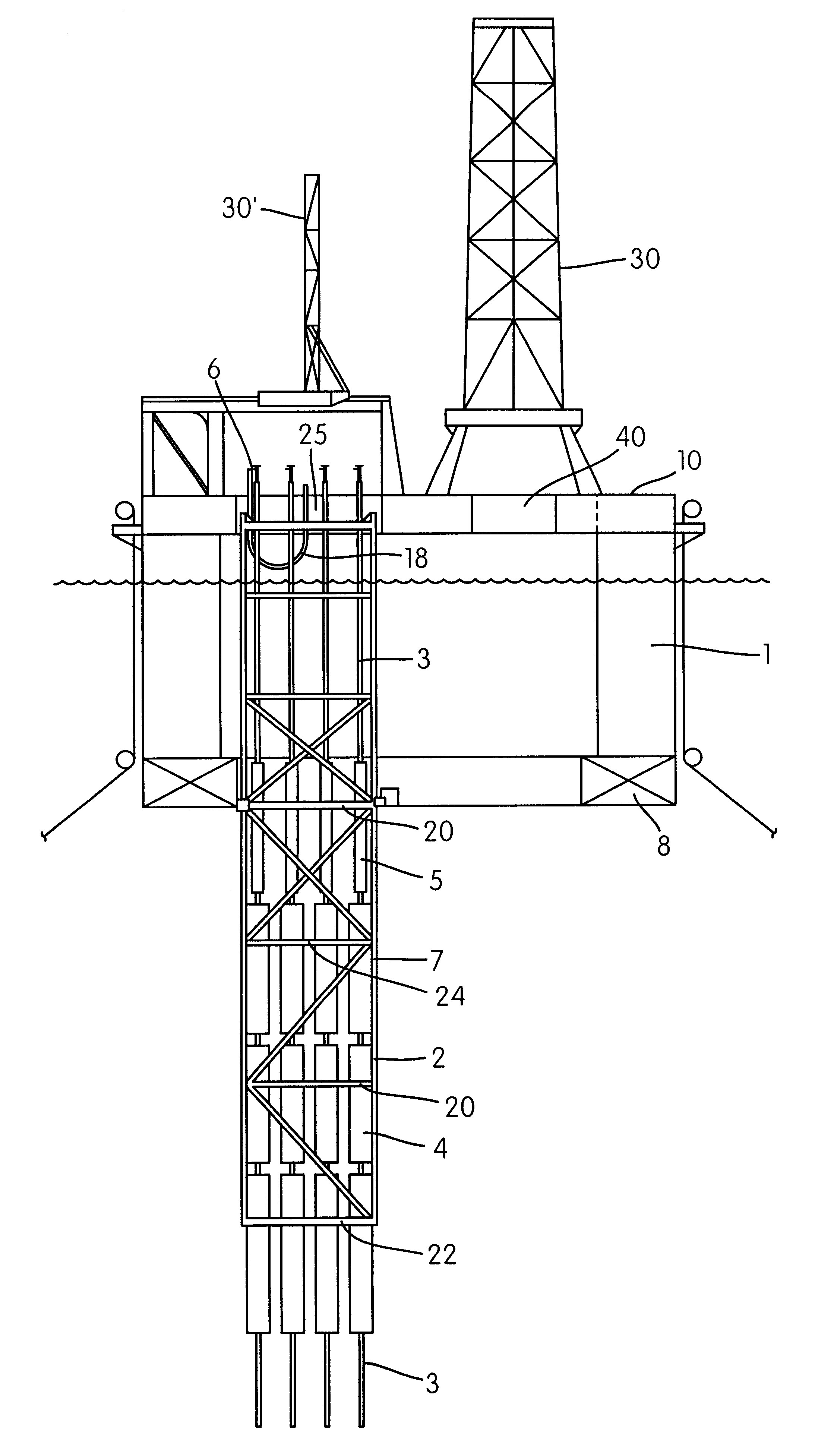 Guide device for production risers for petroleum production with a "dry tree semisubmersible" at large sea depths