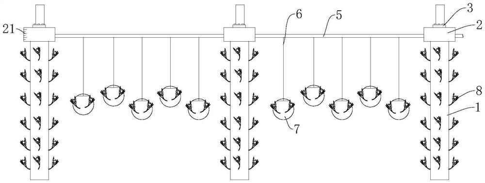 Ecological-imitating stand column and cultivation system suitable for growth of epiphytic orchid