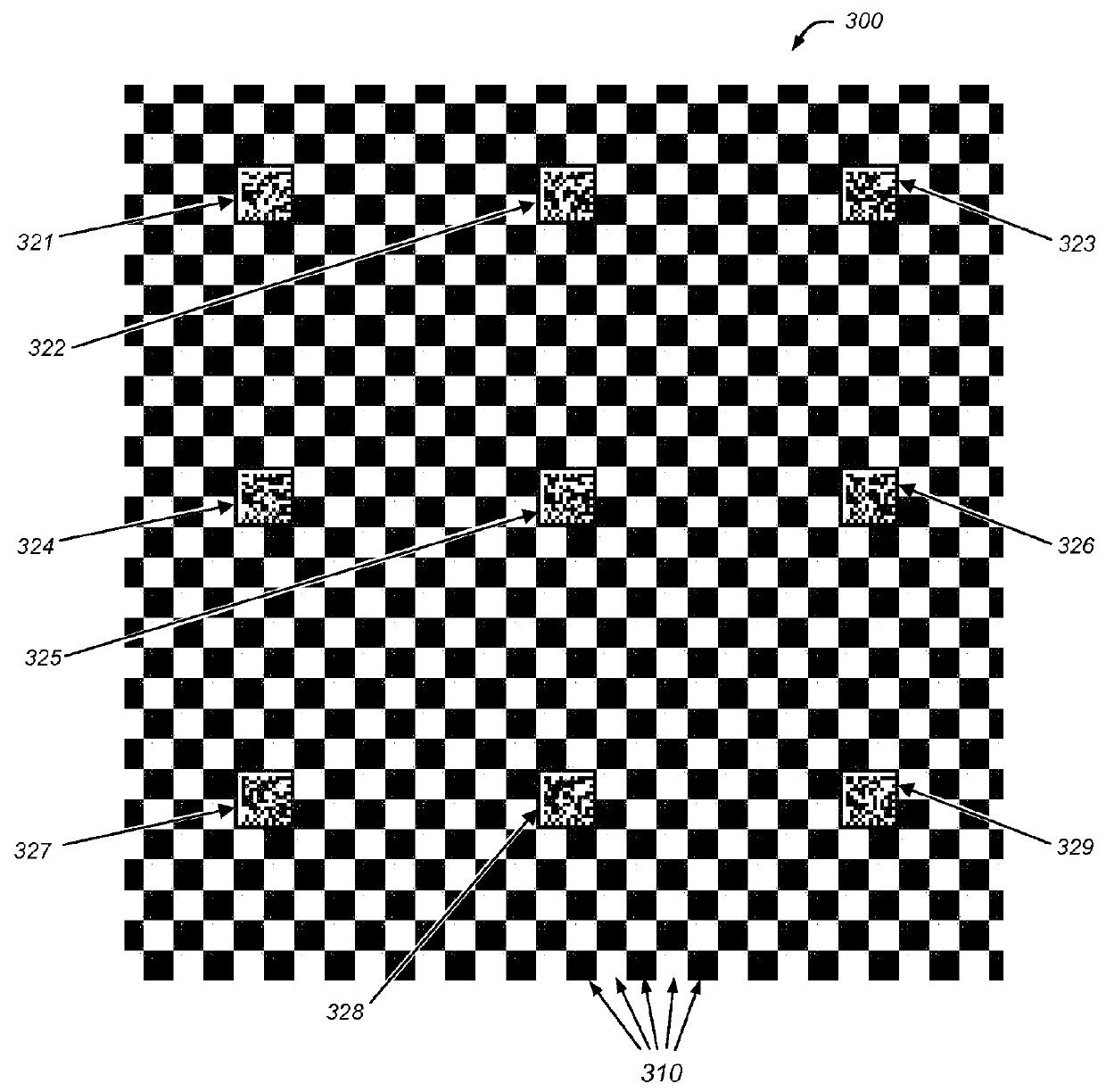 System, method and calibration plate employing embedded 2D data codes as self-positioning fiducials