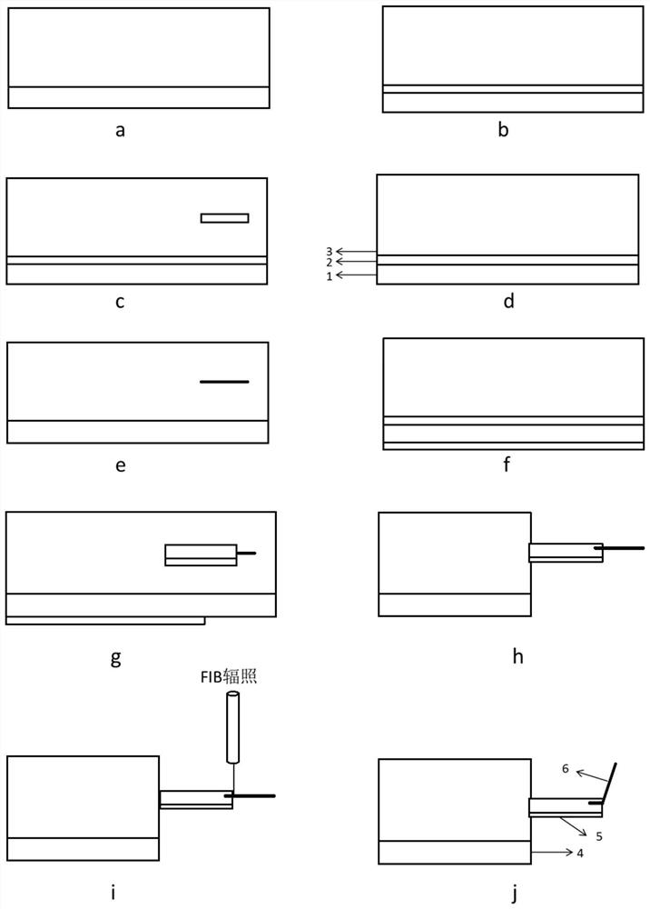 Preparation method of tip of inclined AFM probe with controllable size and inclination angle and ultra-large height-width ratio