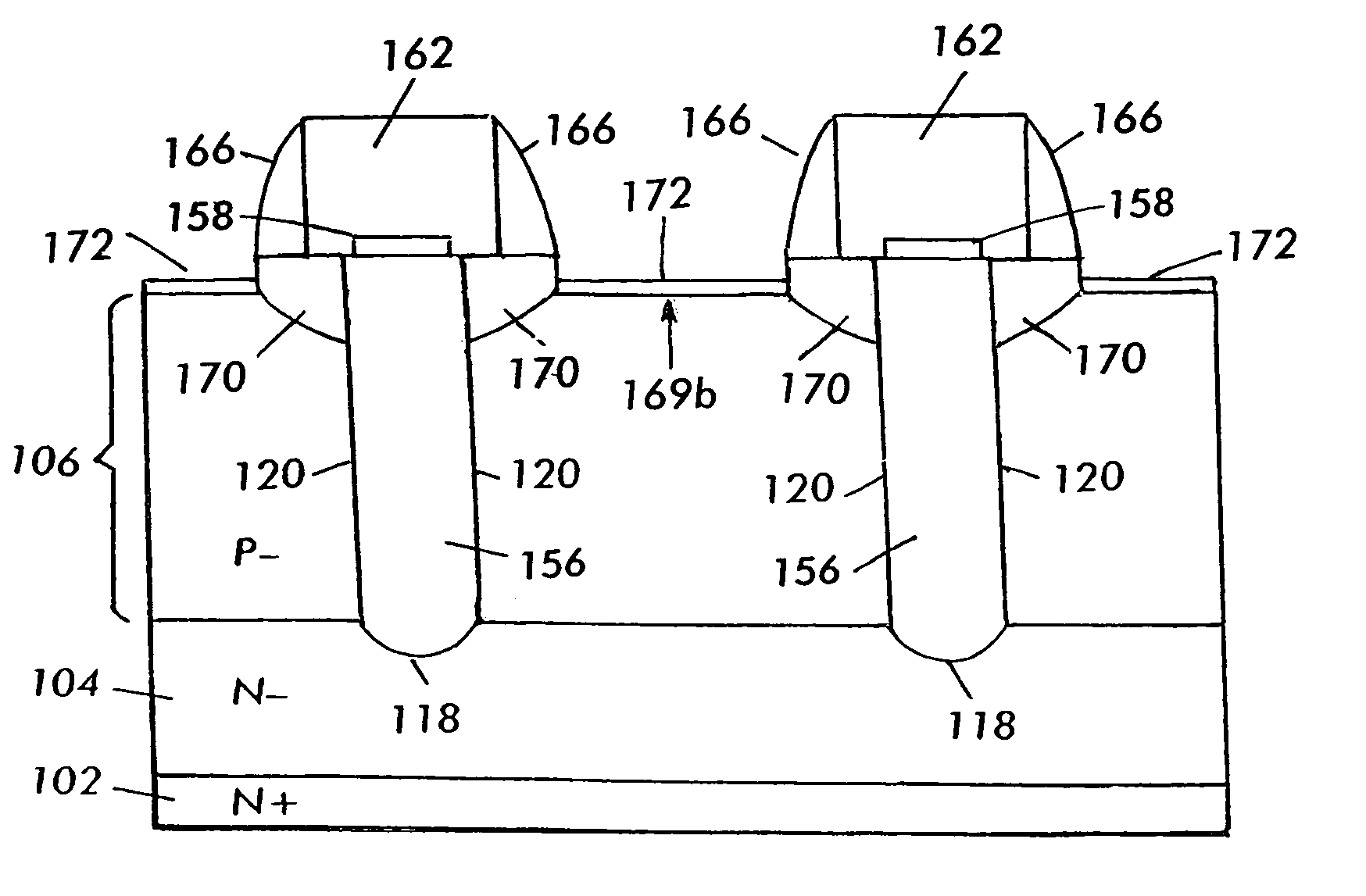 Trench power MOSFET fabrication using inside/outside spacers