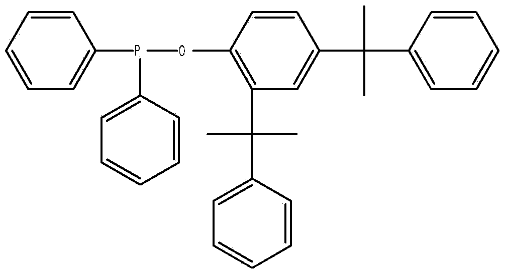 Diphenylphosphine cumyl phenolic ester and synthetic method thereof