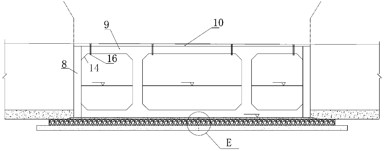 Water passing box culvert on soft soil foundation and construction method of water passing box culvert