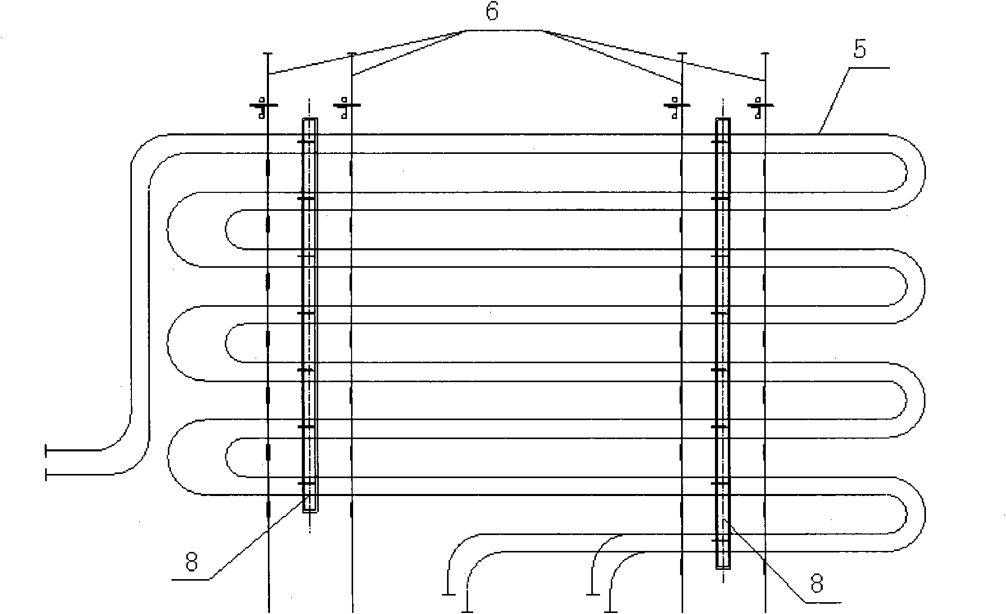 Suspension structure of pendent tube used for S-shaped tube panel