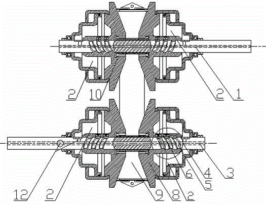 Metal belt type continuously variable transmission with symmetrical-moving conical discs